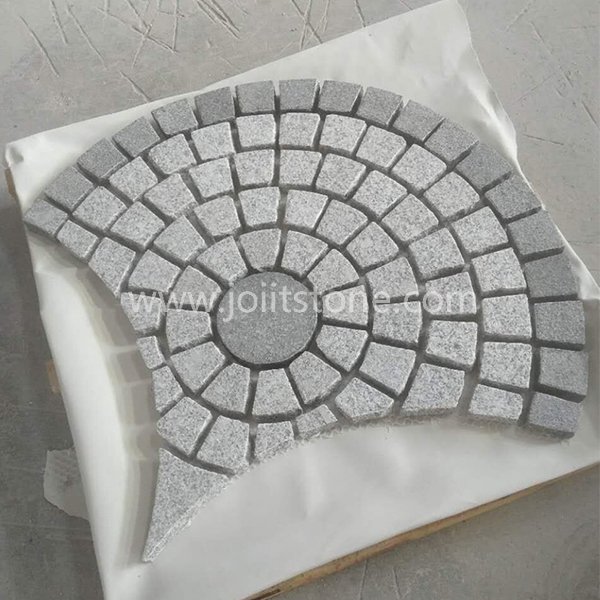 MS015 Light And Dark Grey Granite Mixed Color Fan Shape Paving Stone